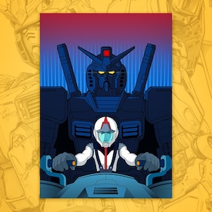 130 Classic Gundam | gundam art, mobile suit poster, mecha anime art, amuro rey art, classic anime robot, gundam rx78, super robot art