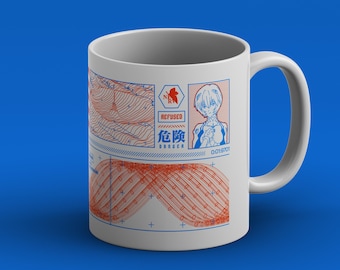 Eva 00 Wht | evangelion coffee, eva unit 00 cup, classic anime, anime breakfast, Rei Ayanami anime, neon genesis evangelion ceramic mug