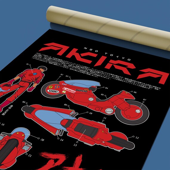 Akira Kaneda Blueprint -479-poster: Classic Anime Fanart Wall Art