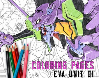 Eva 01 2.0 Digital Coloring Pages | evangelion, mecha, shinji ikari, outline