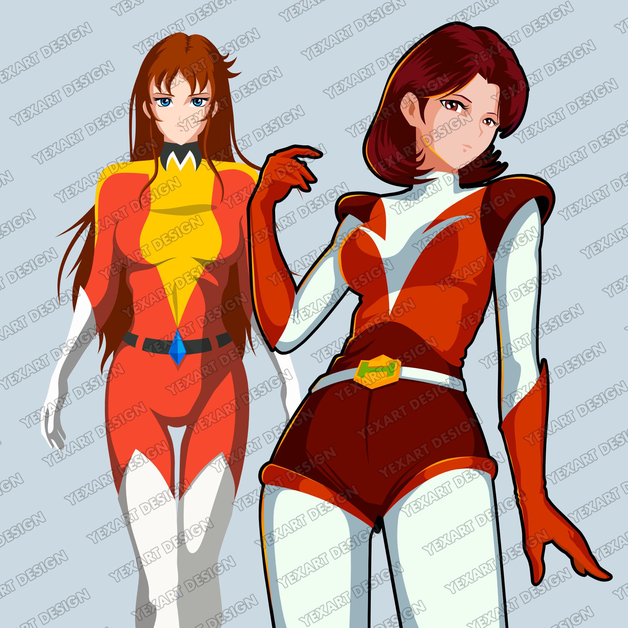 UFO Robot Family Vector Set: Grendizer, Goldorak, Actarus (digital