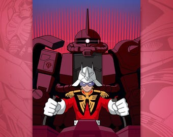 Red Comet -131- Mecha Art Print: Classic Anime Robot Poster