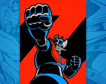 Mazinger Z Fist Rolled Poster | mecha art, super robot, wall art -151-