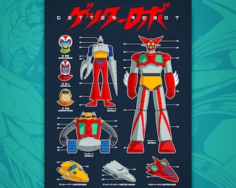 Getter Robot -498- Poster: Classic Mecha Anime Wall Art