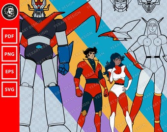 Geweldige Mazinger | Great mazinger svg, vectorbestand, vector, great mazinger svg, 1974 anime svg, mazinger eps, png, svg, pdf, digitale download