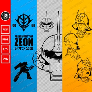 Set Zeon | char aznable svg, vector file, vector char aznable, zeon svg, mobile suit svg, zeon eps, png, svg, pdf, digital download