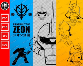 Set Zeon | char aznable svg, vector file, vector char aznable, zeon svg, mobile suit gundam svg, zeon eps, png, svg, pdf, digital download