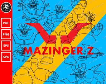 Mazinger Z Pose outline SVG: Mecha Anime Vector File (Digital Download)