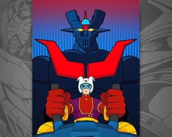 Mazinger Z -128- Anime Poster: Retro Mecha Art Print