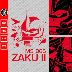 Zaku II | MS-06S zeon svg, vector file, vector zaku, red comet svg, 1970 anime svg, mobile suit eps, png, svg, pdf, digital download