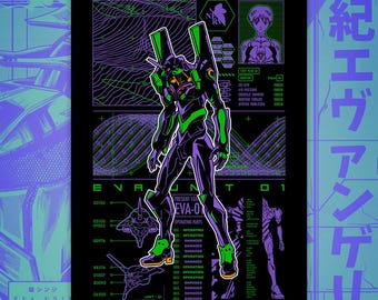 476 Eva Unit 01 Poster | mecha art, super robot art, neon genesis evangelion art, classic anime wall art, eva unit 01 poster, shinji ikari