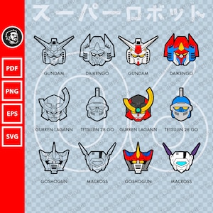 Robot Set06 | super robot svg, vector file, vector mecha, super robot 28 svg, daikengo svg, gurren lagann eps, svg, pdf, digital download