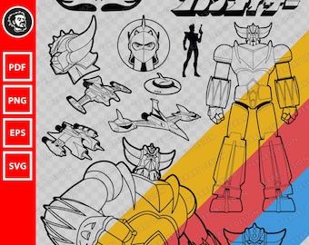 Grendizer Set B/N SVG | UFO Robot, Duke Fleed (Digital Download)