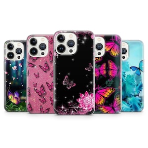 Colourful Butterfly Phone Case Aesthetic Cover for iPhone 15, 14Pro, 13, 12, 11, 7 Samsung S23, S24, S23FE, A53, A14, A15, Pixel 7, 6A 7A, 8
