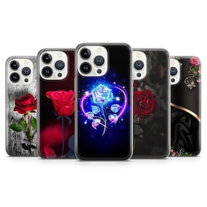 Rose Flower Phone Case Roses Cover for iPhone 15 14Pro, 13, 12, 11, XR, 7, 8, Samsung S23, S24, S23FE, A53, A34, A15, A55, Pixel 7, 6A 7A, 8