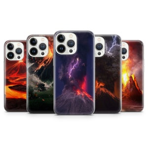 Volcano Eruption Phone Case Lava Magma Cover for iPhone 15, 14Pro, 13, 12, 11, 7 Samsung S23, S24, S23FE, A53, A54 A14, A25, Pixel 7, 7A, 8
