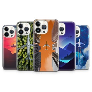 Airplane Phone Case Travel Digital Art Cover for iPhone 16 15, 14, 13, 12, 11, XR, 7 Samsung S23, S24, S23FE, A15, A55, A35, Pixel 6, 7, 8 9