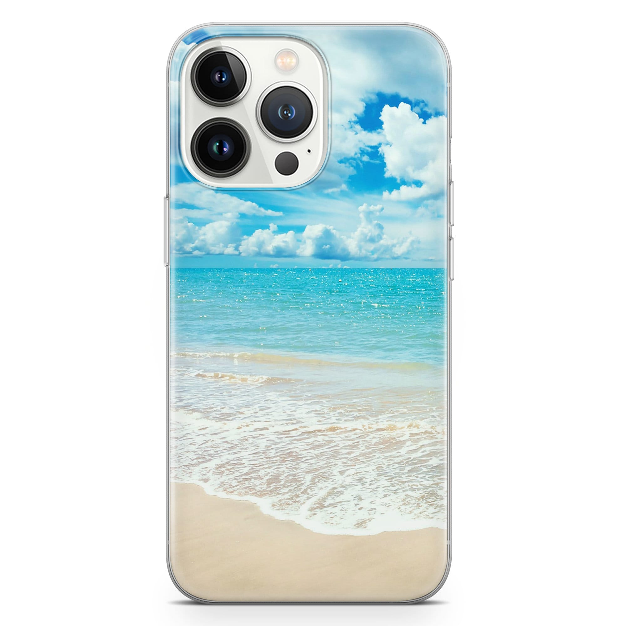 Tropical Beach Phone Case Summer Sea Palms Cover for iPhone 16 15, 14