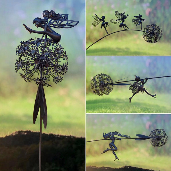 Fairy Dancing With Dandelion Garden Sculpture Etsy