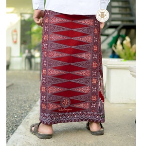 Tropisk Sarong Batik Unisex för Beach Parang Kawung Maroon Pattern
