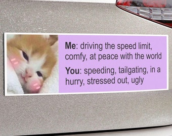 Imán para coche con forma de gato meme, pegatina para parachoques con gatito gracioso y adorable, imán para parachoques de la generación Z