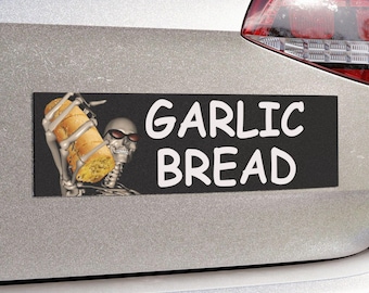 Imán para coche con forma de meme "Pan con ajo", esqueleto con gafas de sol, divertido imán para parachoques