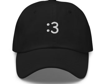 Bestickte Dad-Hut ":3", lustige Hüte, verstellbare Meme Baseballmütze