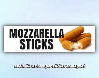Pegatina o imán para parachoques "Palitos de mozzarella", pegatinas o imanes con memes de queso
