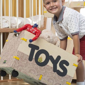 Caja de juguetes de madera para niños, baúl de madera para niños pequeños, muebles Montessori, banco de almacenamiento, organizador de juguetes ecológico con ruedas