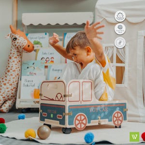 Wooden Toy Box Storage with Wheels, Large Wooden Toy Box, Toy Box on Wheels, Montessori Toy Box, Playroom Storage, Toddler Toy Bench