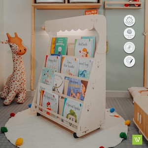 Estante infantil Montessori, Móveis Montessori, Estante de madeira para crianças, Prateleira para crianças, Estante moderna, Móveis infantis feitos à mão