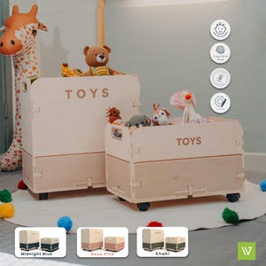 Caja de juguetes de madera personalizada, organizador de juguetes de madera, muebles Montessori, banco de almacenamiento para guardería, caja de almacenamiento para niños, muebles hechos a mano