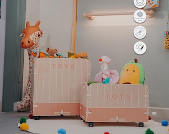 Montessori Toy Box with Wheels | FSC-Certified Birch Plywood | Wooden Playroom Organizer