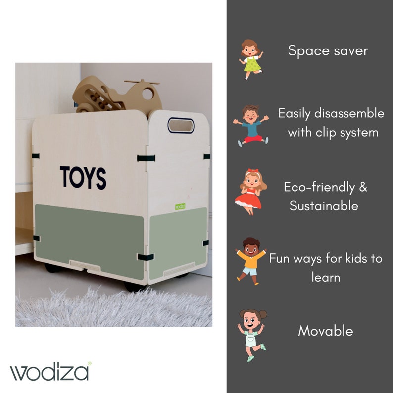 Wood Toy Box XL, Wood Box on Wheels, Toy Storage, Wood Toy Box, Nursery
