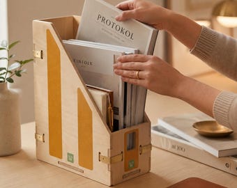 Wooden Desk Organizer | Magazine Holder | FSC-Certified Birch Plywood | Desktop File Organizer