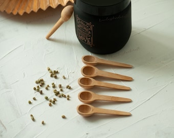Mini Wooden Spoons | 6 pieces | Mini Wood Sugar Spoon | Wood Spice Spoon | Honey Spoon | Mini Bamboo Wooden Spoon For Spice | Jam Spoon