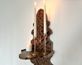 Wandkerzenhalter, verziertes Wandregal, französisches Dekor verzierten Regal, Wandleuchte-Regal, Antike Lampenfassung, antikes Regal, geschnitztes Wandregal