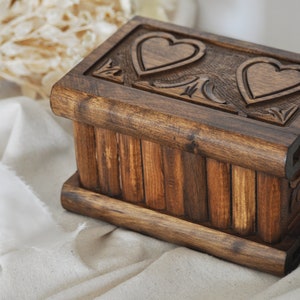 Personalized Wooden Puzzle Box, Hand Carved Wooden Secret Lock Box, Vintage Jewelry Box, Puzzle Box with Secret Key, Heart Engraved Gift