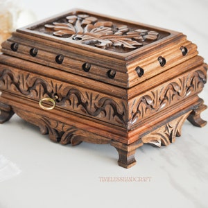 Portagioie in legno con chiave, scatola in legno dal design personalizzato antico, tesoro con chiusura del baule, scatola misteriosa fatta a mano, scatola dei ricordi vintage con coperchio