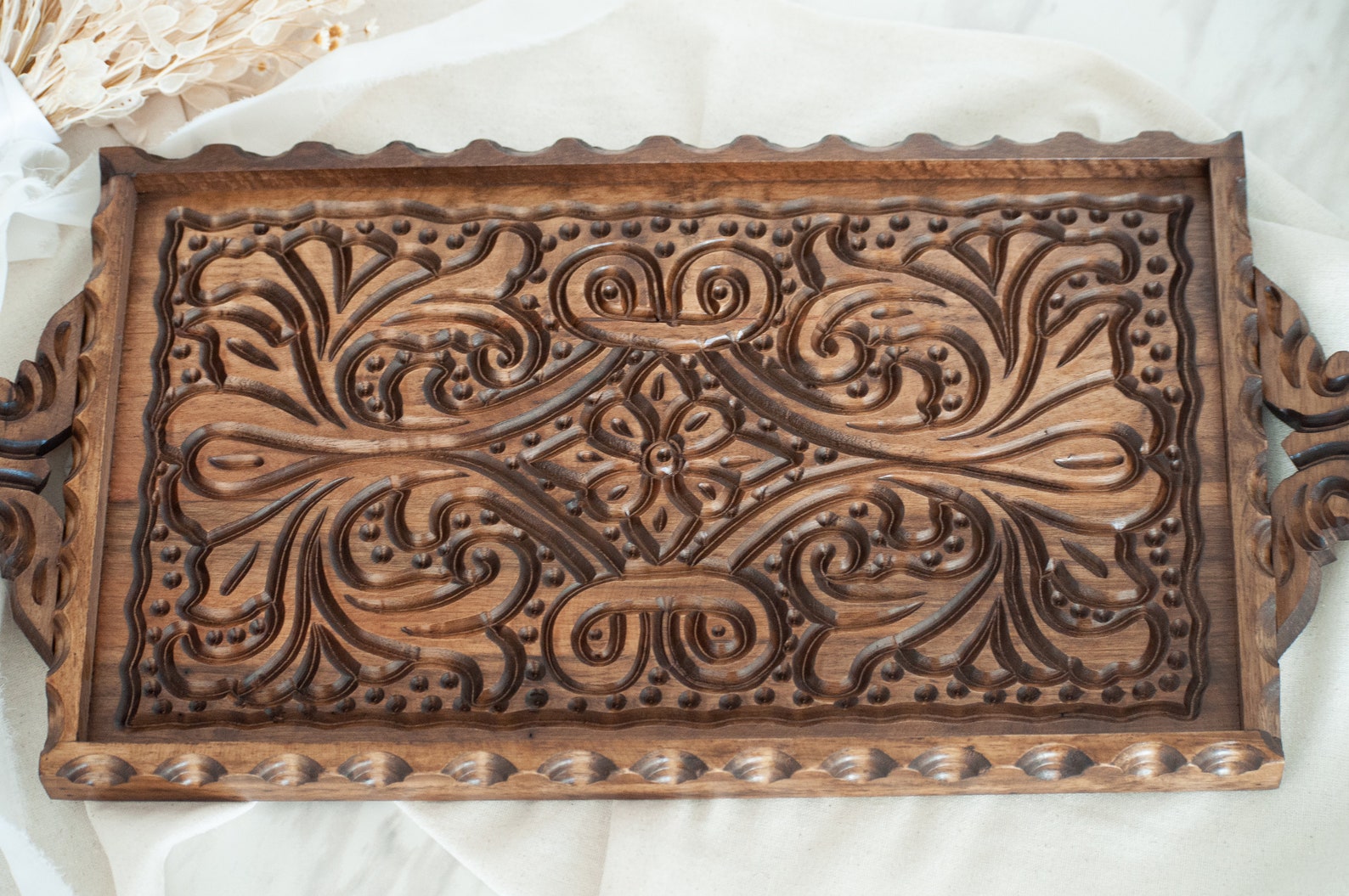 Hand Carved Wooden Tray main image 0