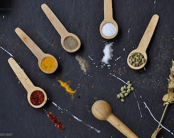 Mini Wooden Spoons | 12 pieces | Wood Spice Spoon | Mini Wood Sugar Spoon | Honey Spoon | Mini Bamboo Wooden Spoon For Spice | Jam Spoon
