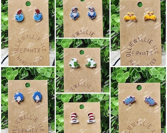 Dr. Seuss | Dr. Seuss Earrings | Horton | Thing 1 Thing 2 | Cat in the Hat | Lorax | Handmade Earrings | Stud Earrings | Dangle Earrings