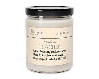 Teacher Gift Education School Present Candle Scented Soy Candle, 9oz