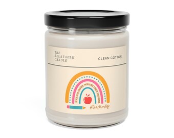 Teacher Life Teach Love Inspire Gift Education School Present Candle Scented Soy Candle, 9oz