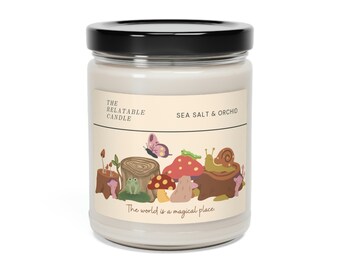 The World Is A Magical Place Nature Vibes Mushroom Trippy Peace Flowers Gift Candle Scented Soy Candle, 9oz