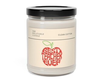 Teacher: Best Teacher Ever Apple Gift Education School Present Candle Scented Soy Candle, 9oz