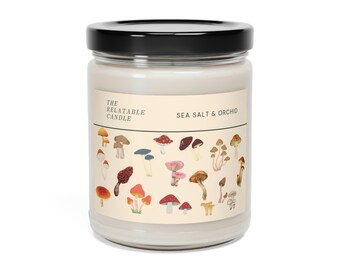 Mushroom Nature Trippy Foraging Present Candle Scented Soy Candle, 9oz