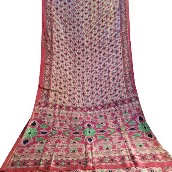 Vintage Patola ikat Silk Saree, Pure Silk Saree, … - image 2