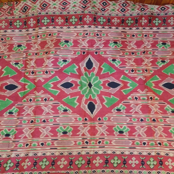 Vintage Patola ikat Silk Saree, Pure Silk Saree, … - image 3