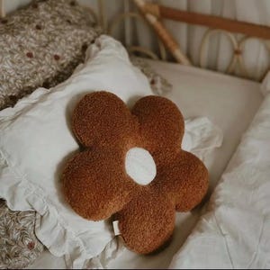 Plush Daisy Pillow: Teddy Fabric Nursery Decor